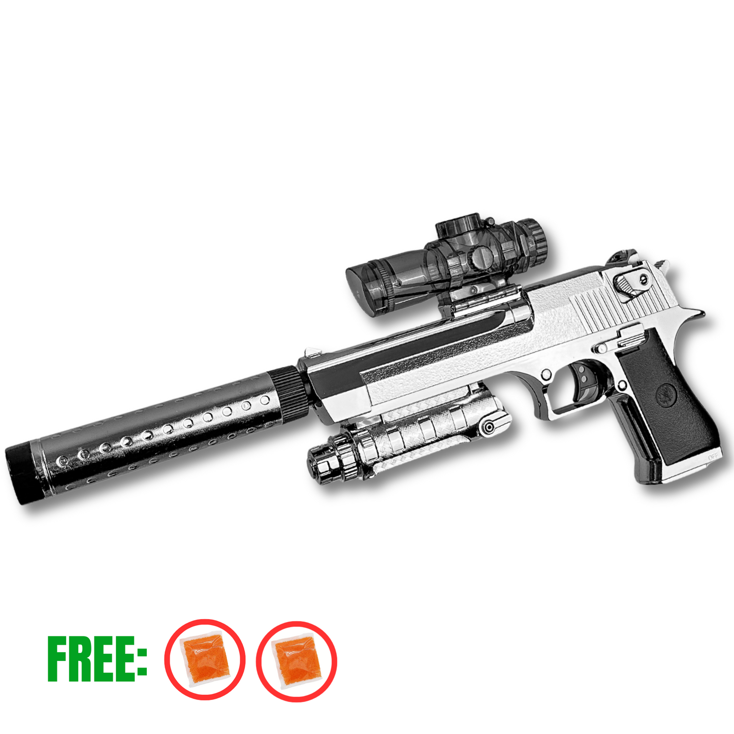 Chrome Kids Electric Desert Eagle + 20,000 FREE Gel Balls - Gel Blaster