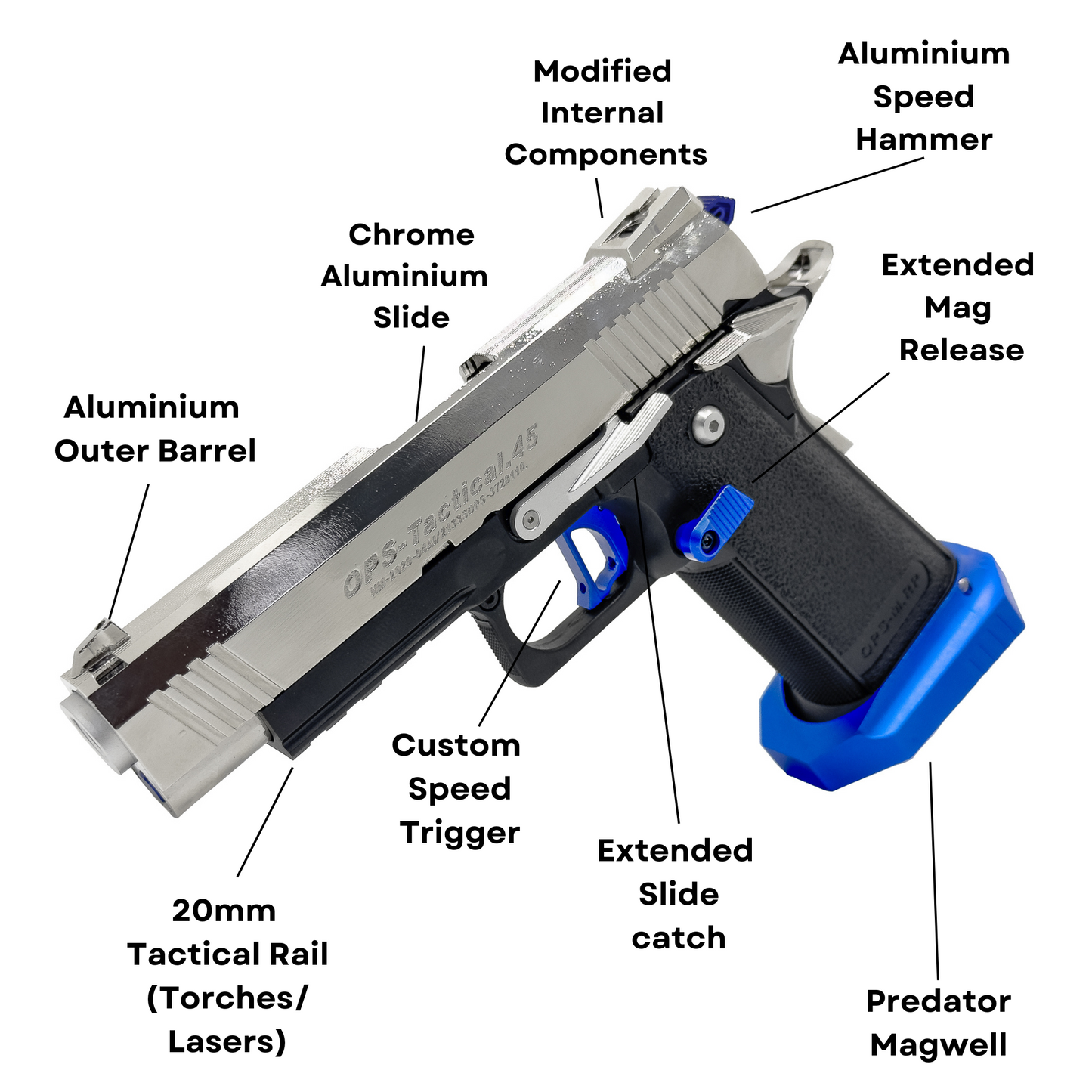 "Chrome Assassin" 4.3 Competition Custom Hi-Capa - Gel Blaster (Metal)