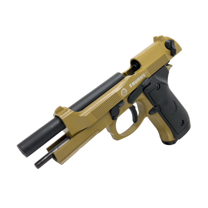 Tan Double Bell M92 Metal Green Gas Blowback Pistol - Gel Blaster