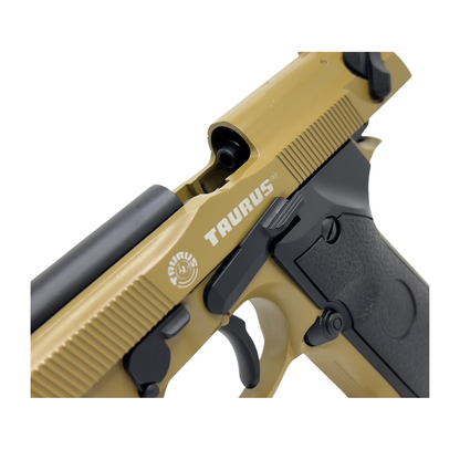 Tan Double Bell M92 Metal Green Gas Blowback Pistol - Gel Blaster