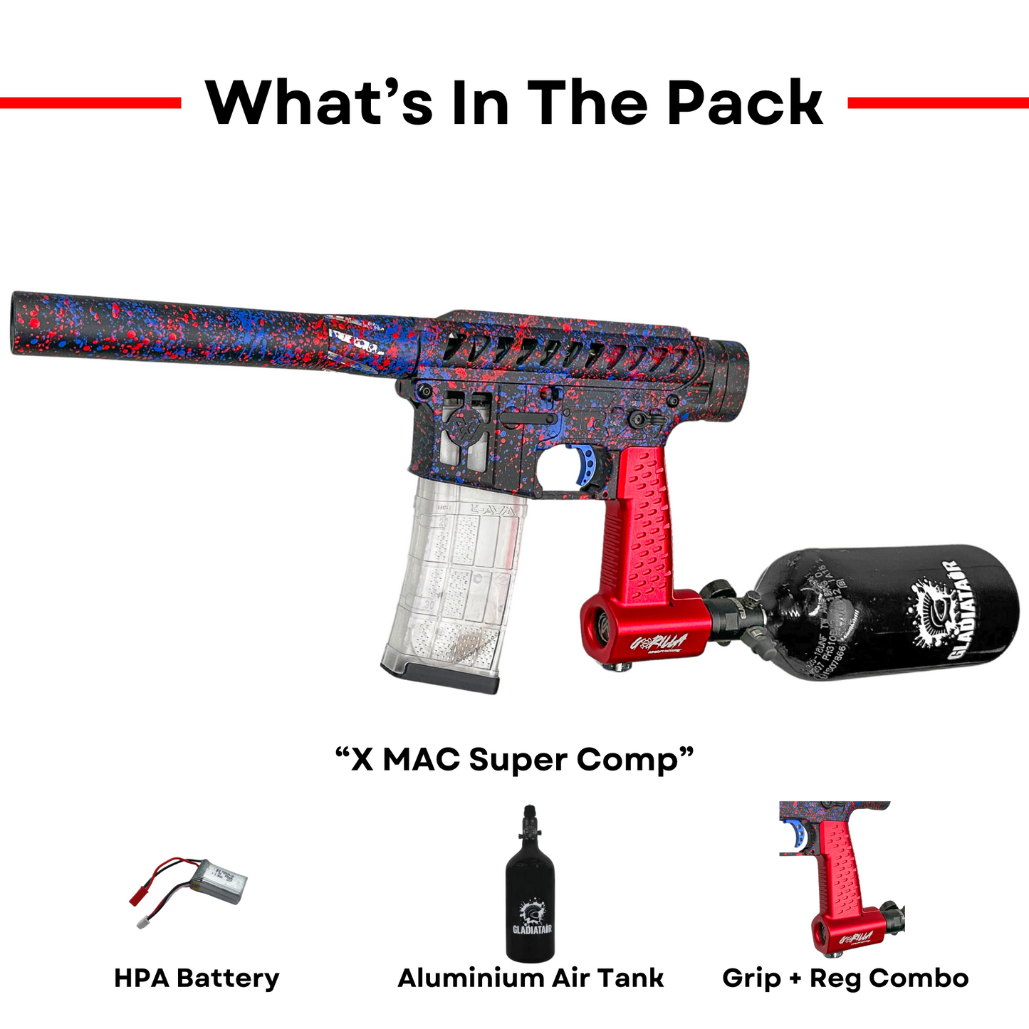 "X MAC Super Comp" GBU Custom HPA - Gel Blaster (Metal)