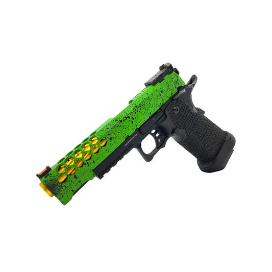 Custom Painted G/E G3399 Hi-Capa Hex Green Gas Pistol - Gel Blaster