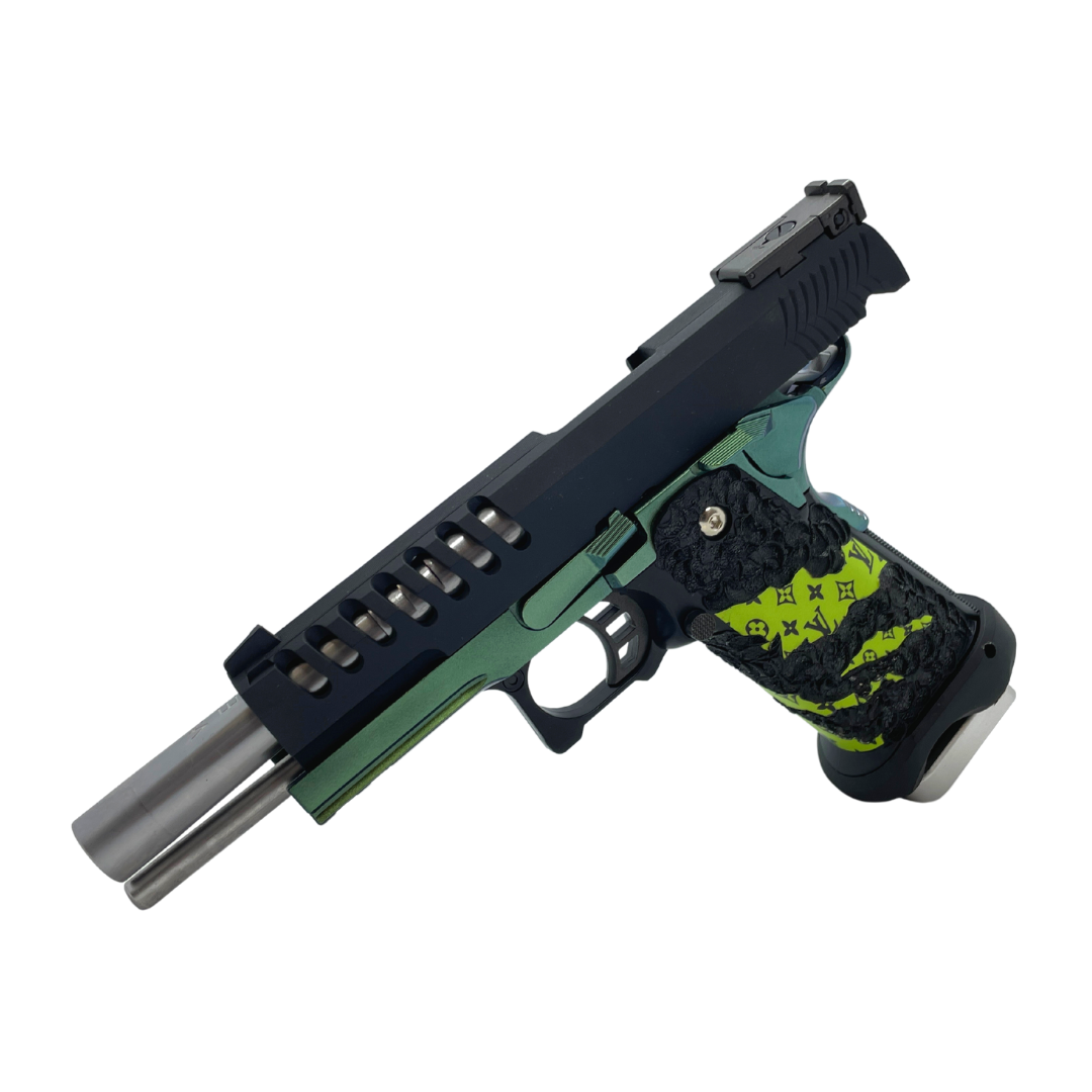 "Leveled" GBU Custom Green Gas Pistol - Gel Blaster